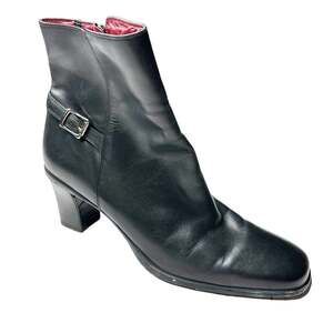 Cole Haan Black Leather Heeled Booties Ankle Boots Size 8B Narrow